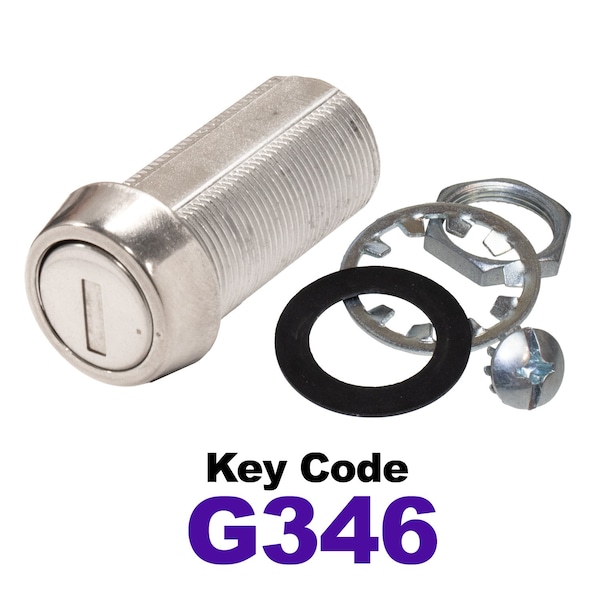 Global RV SS Compartment Lock, Cam/Blade Style, 1-3/8in Threaded Barrel, Keyed to G346, Blades not Included CLB-346-138-SS - main